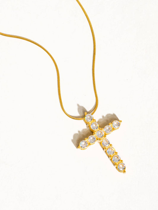 LARGE DIAMOND CROSS NECKLACE
