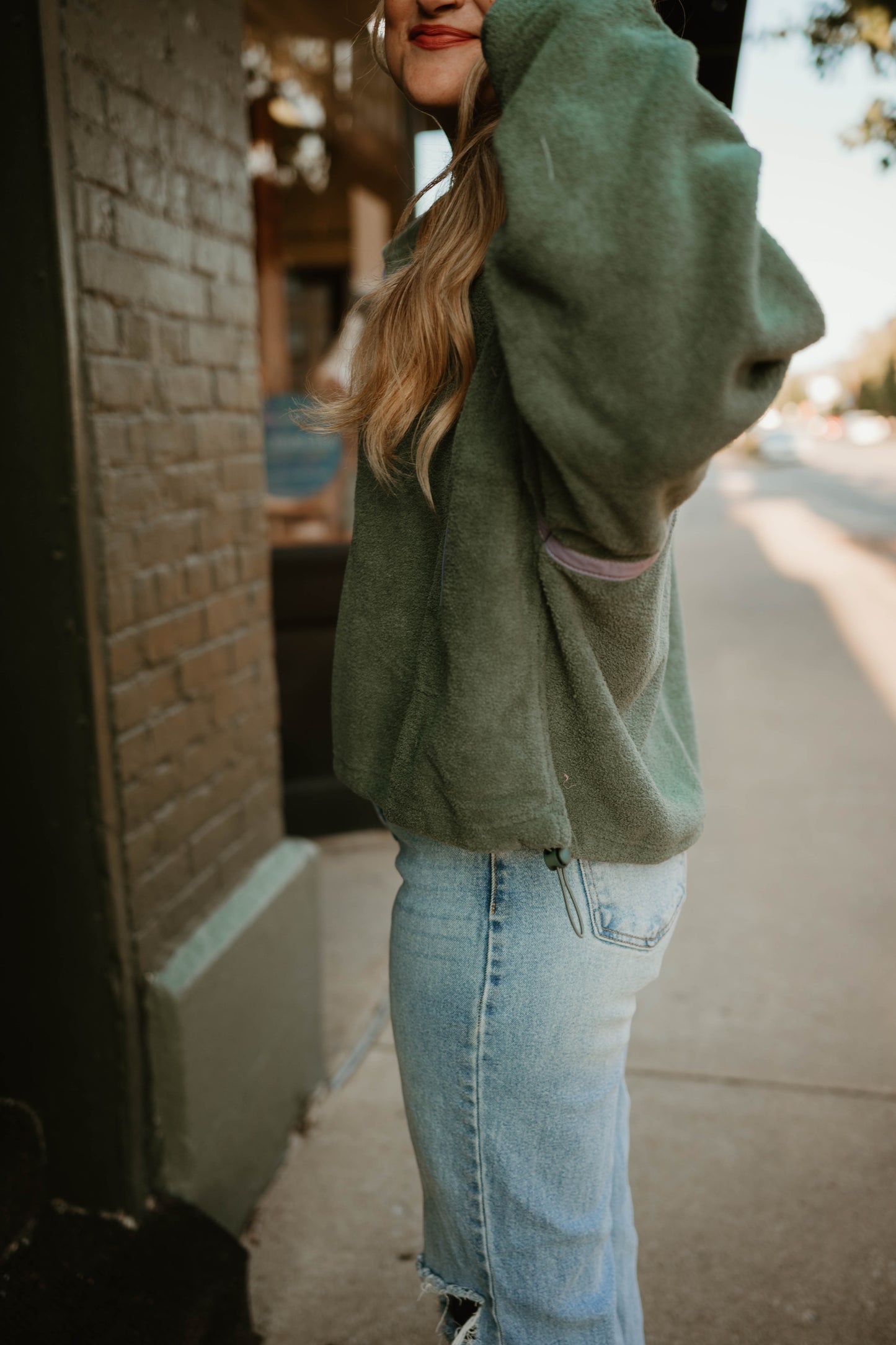 GREEN + LAVENDER TRIM HALF ZIP