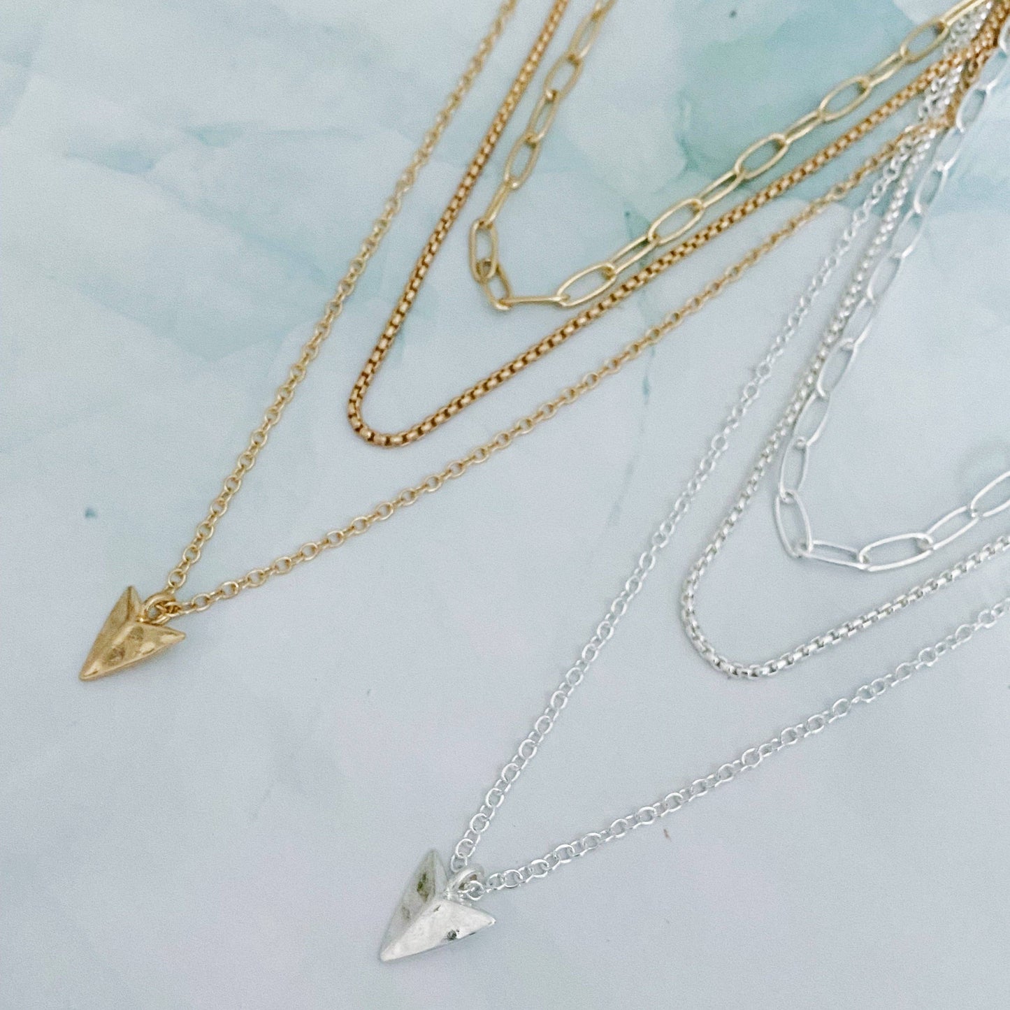 Arrowhead Triple Layered Chain Necklace