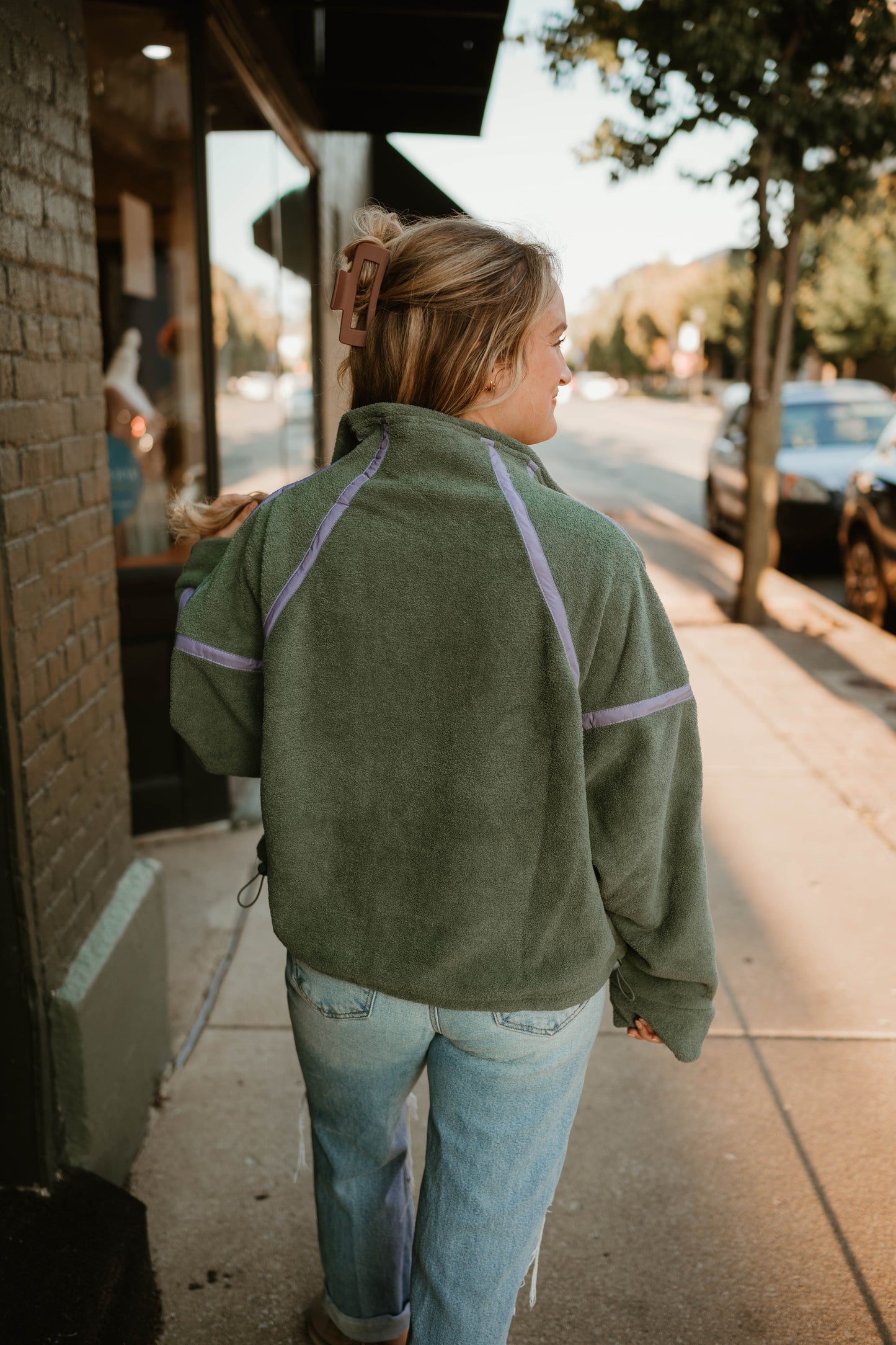 GREEN + LAVENDER TRIM HALF ZIP