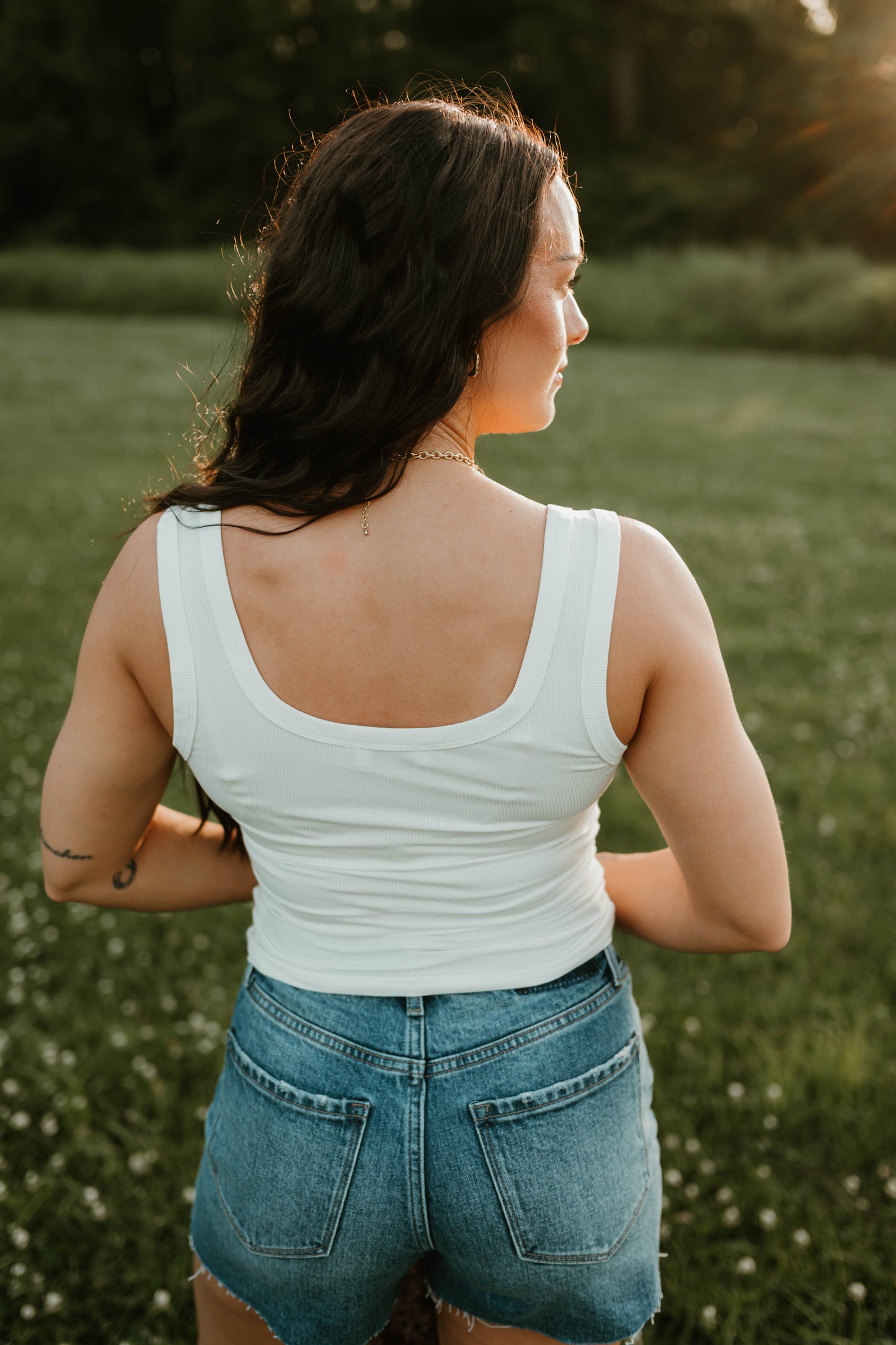 WHITE STUD KNIT TANK