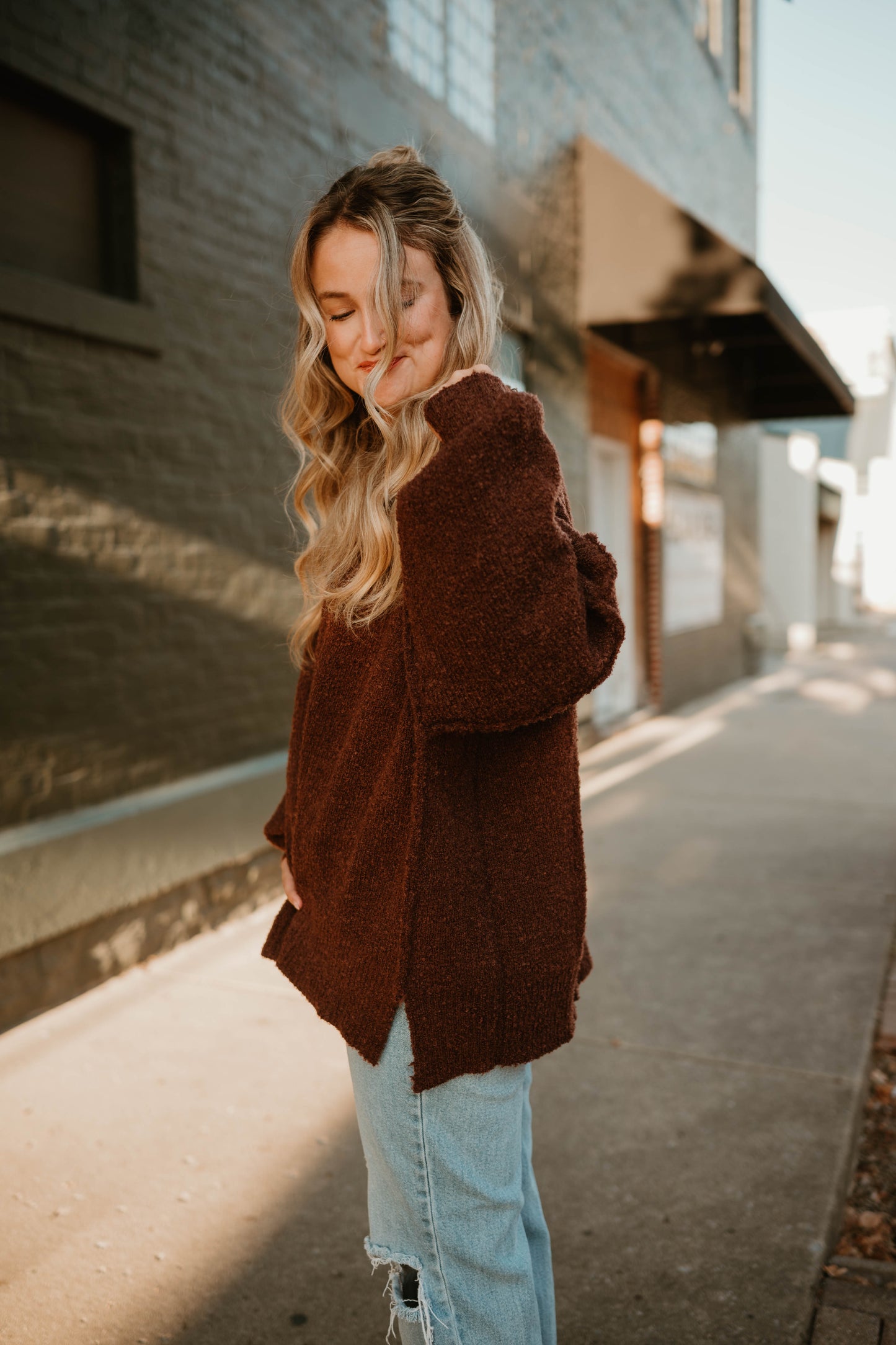 CHOCOLATE KNIT OVER-SIZED SWEATER
