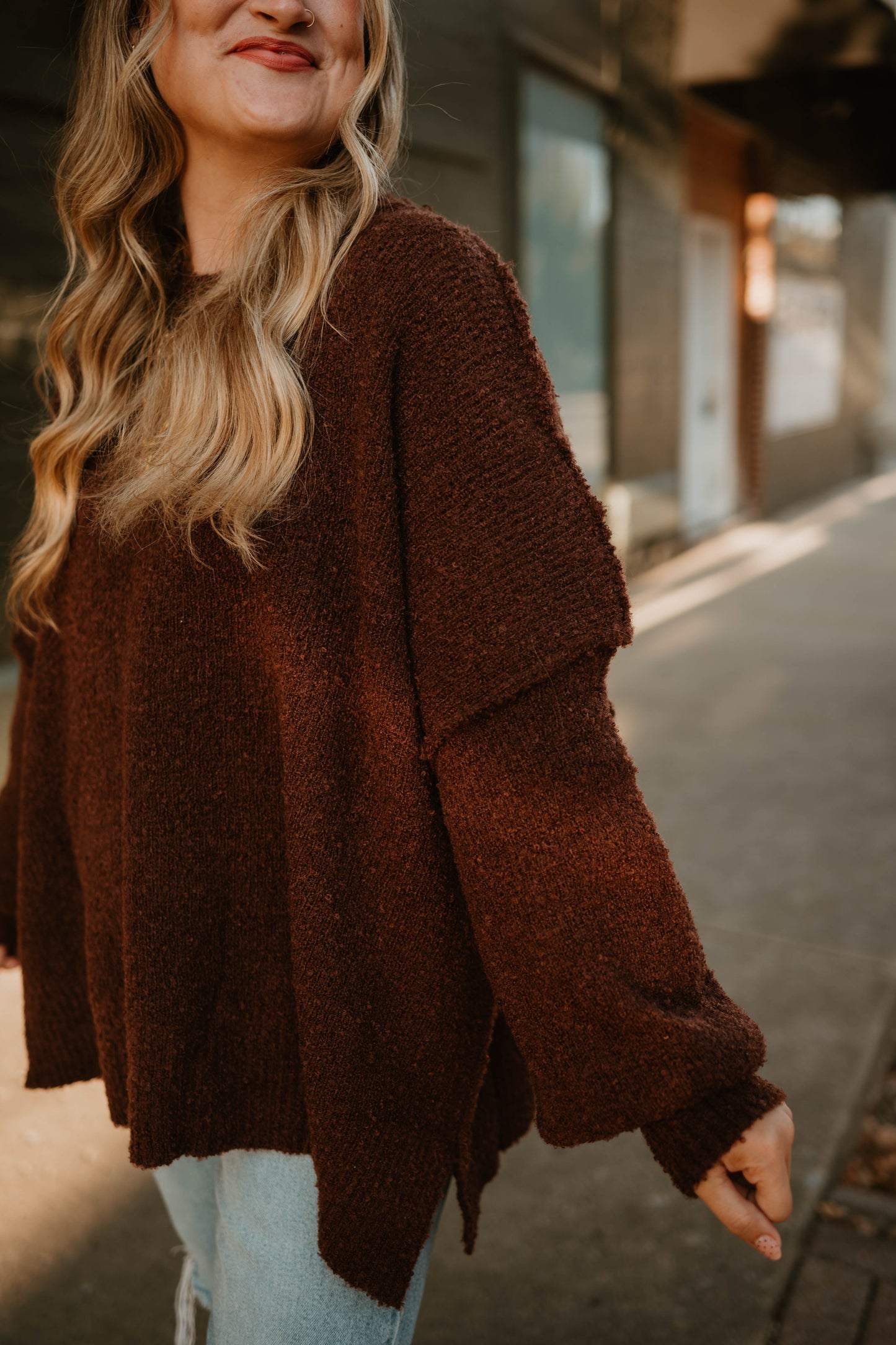 CHOCOLATE KNIT OVER-SIZED SWEATER