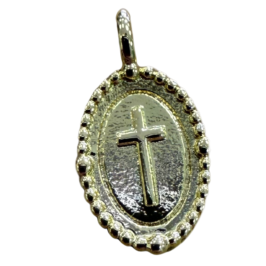 MINI GOLD OVAL CROSS CHARM