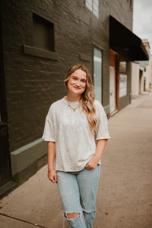 CAMO RIBBED LOOSE FIT TOP