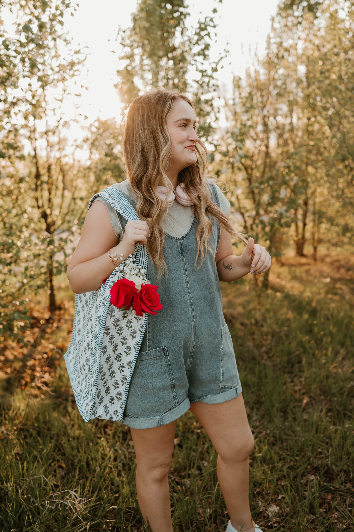 BLUE + GREEN FLORAL TOTE