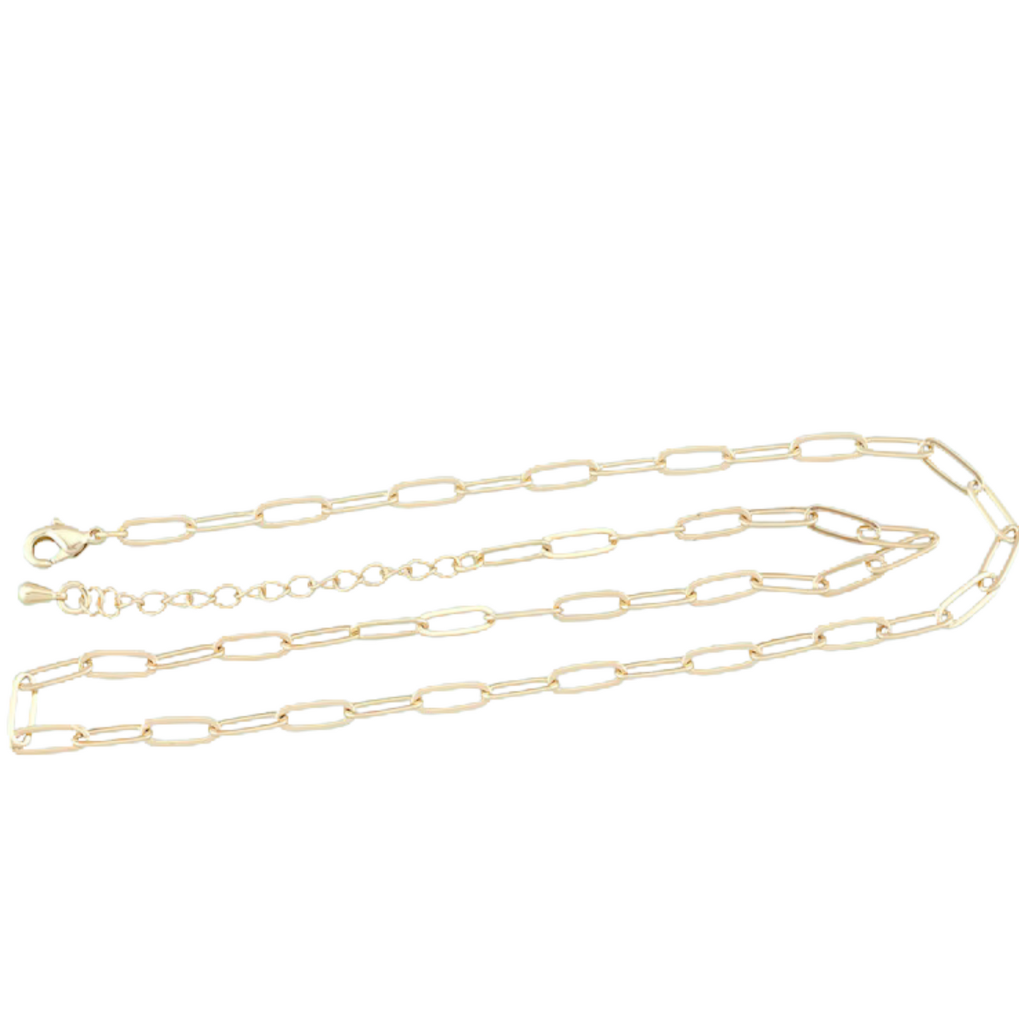 GOLD 18IN + 2IN EXT. PAPERCLIP FLAT LINK CHAIN