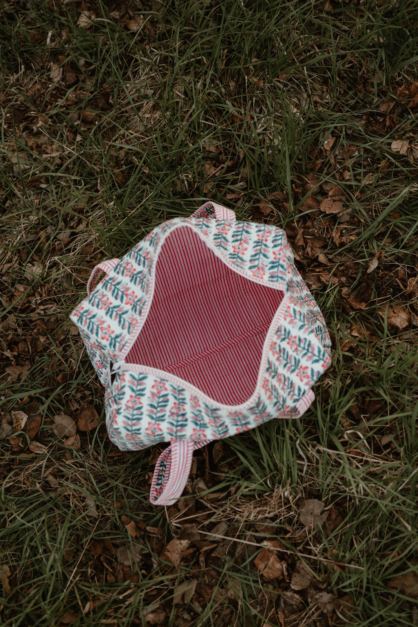 PINK + BLUE FLORAL DUFFLE BAG