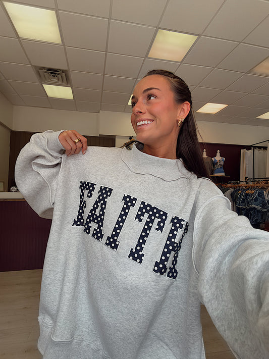 FAITH EMBROIDERED MOCK NECK PULLOVER