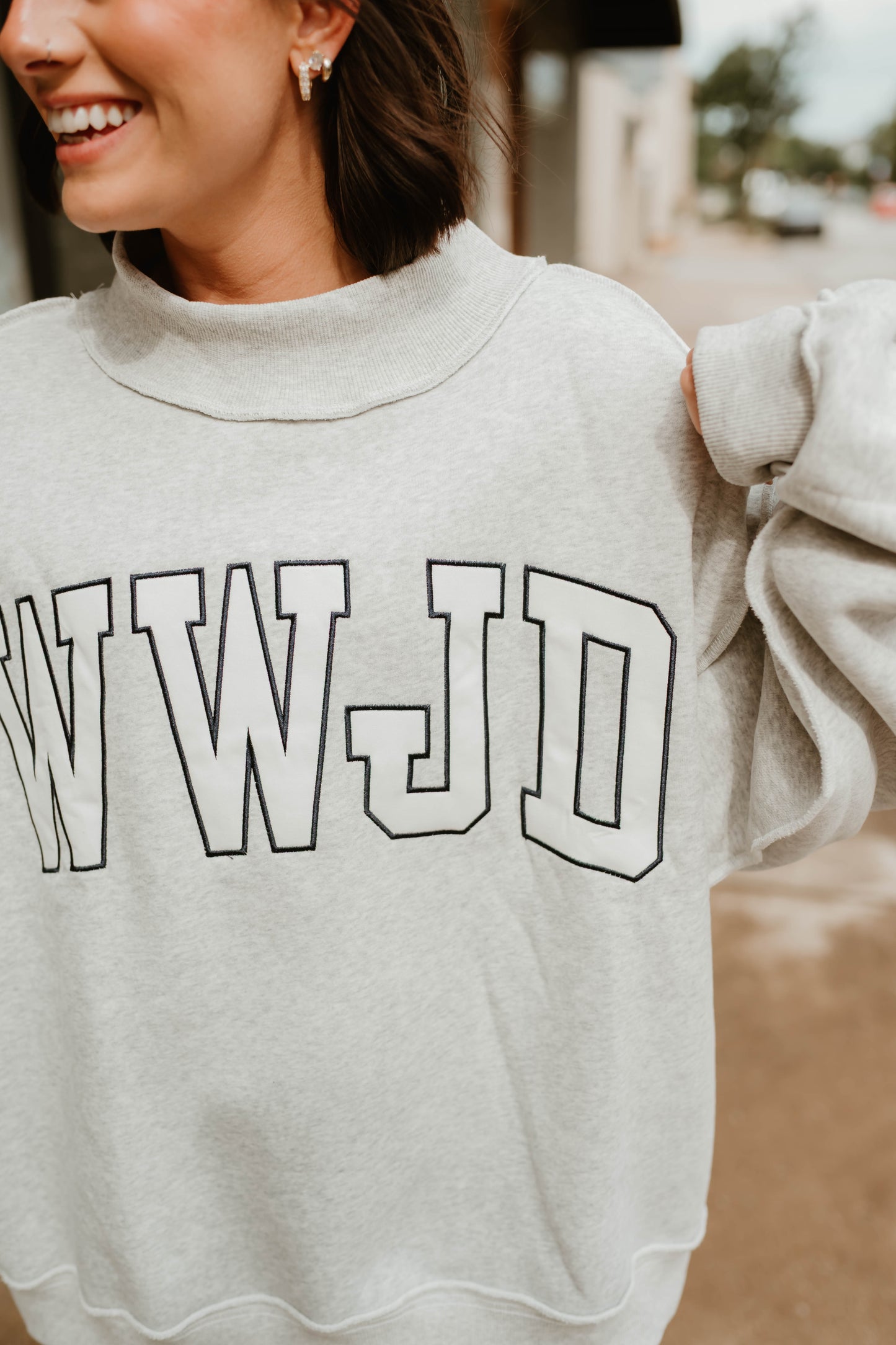 WWJD EMBROIDERED MOCKNECK