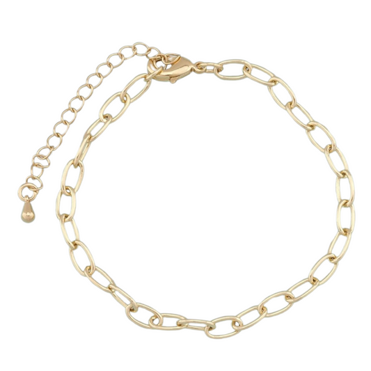 GOLD OVAL LINK BRACELET CHAIN