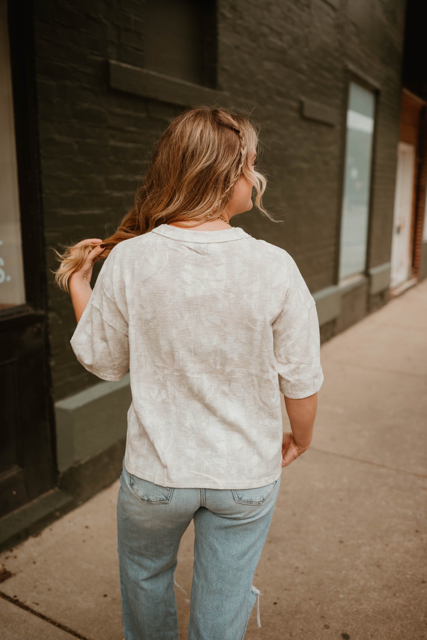 CAMO RIBBED LOOSE FIT TOP