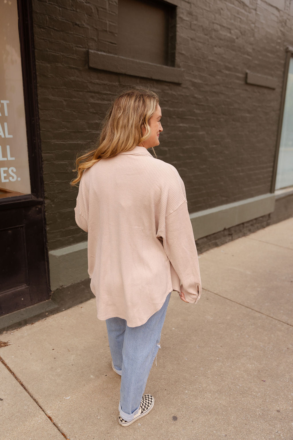 OATMEAL WAFFLE KNIT SHACKET