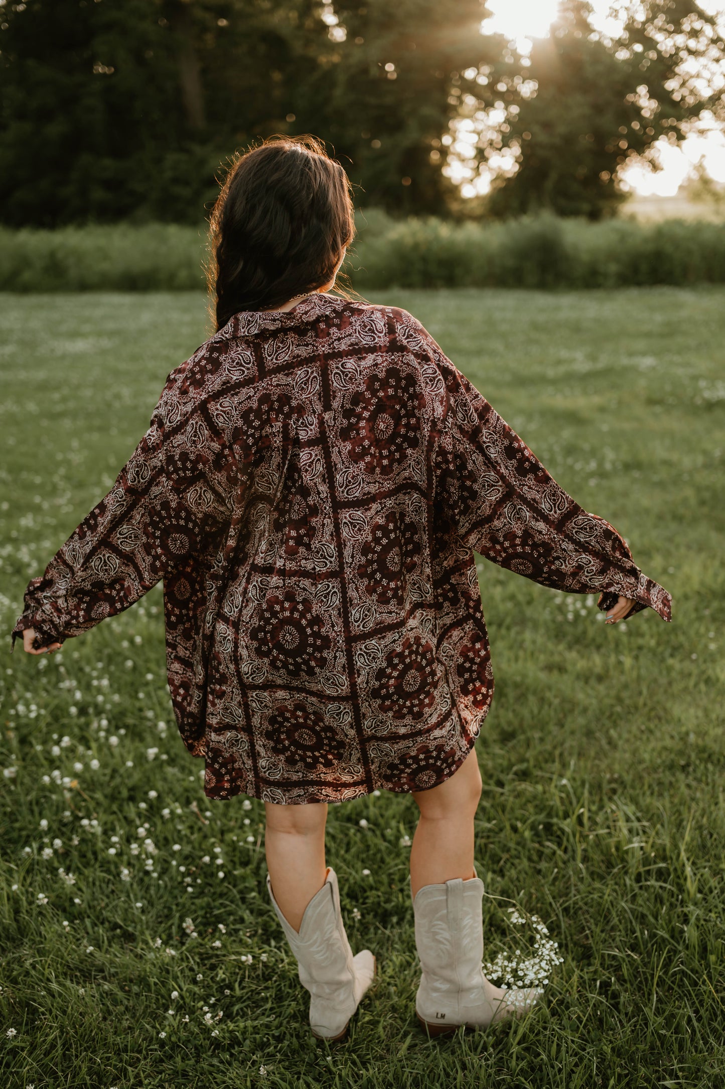 SATIN BANDANA BOYFRIEND BUTTON UP