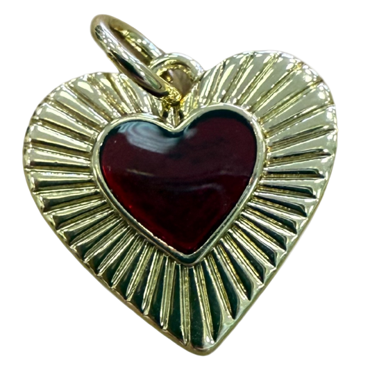 RUBY STONE HEART CHARM