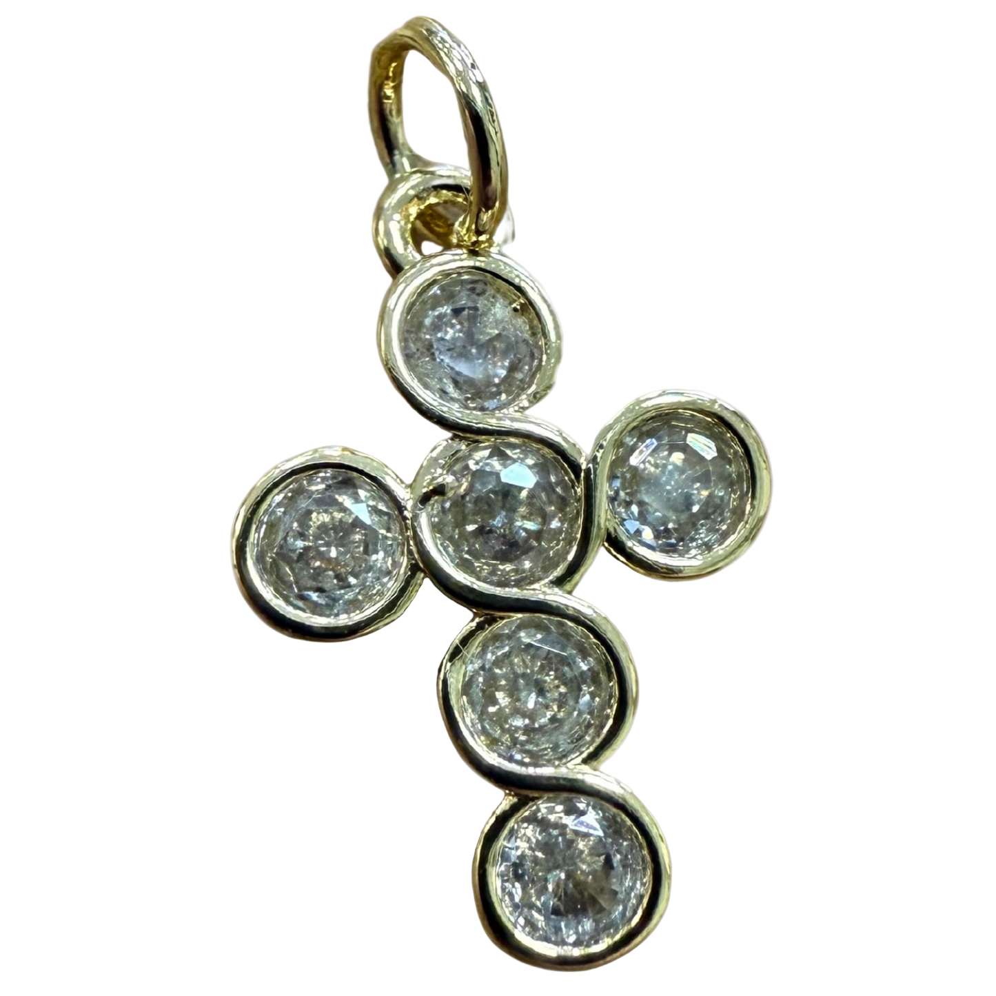 ROUND DIAMOND CROSS CHARM