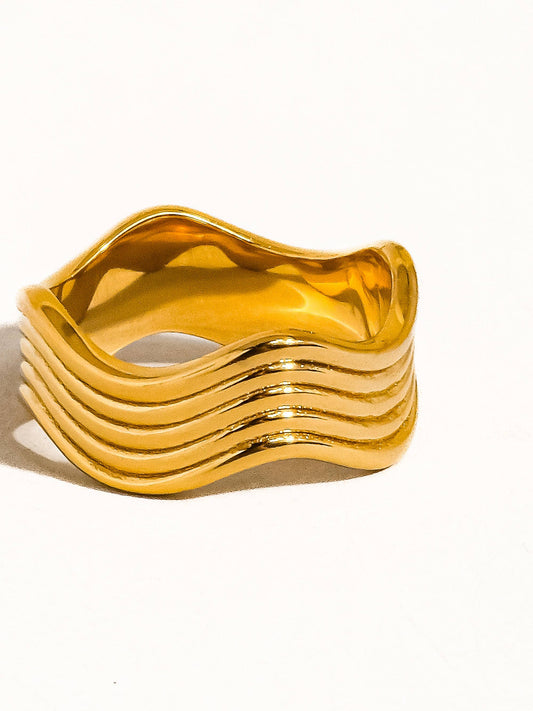 GOLD NON TARNISH WAVE RING