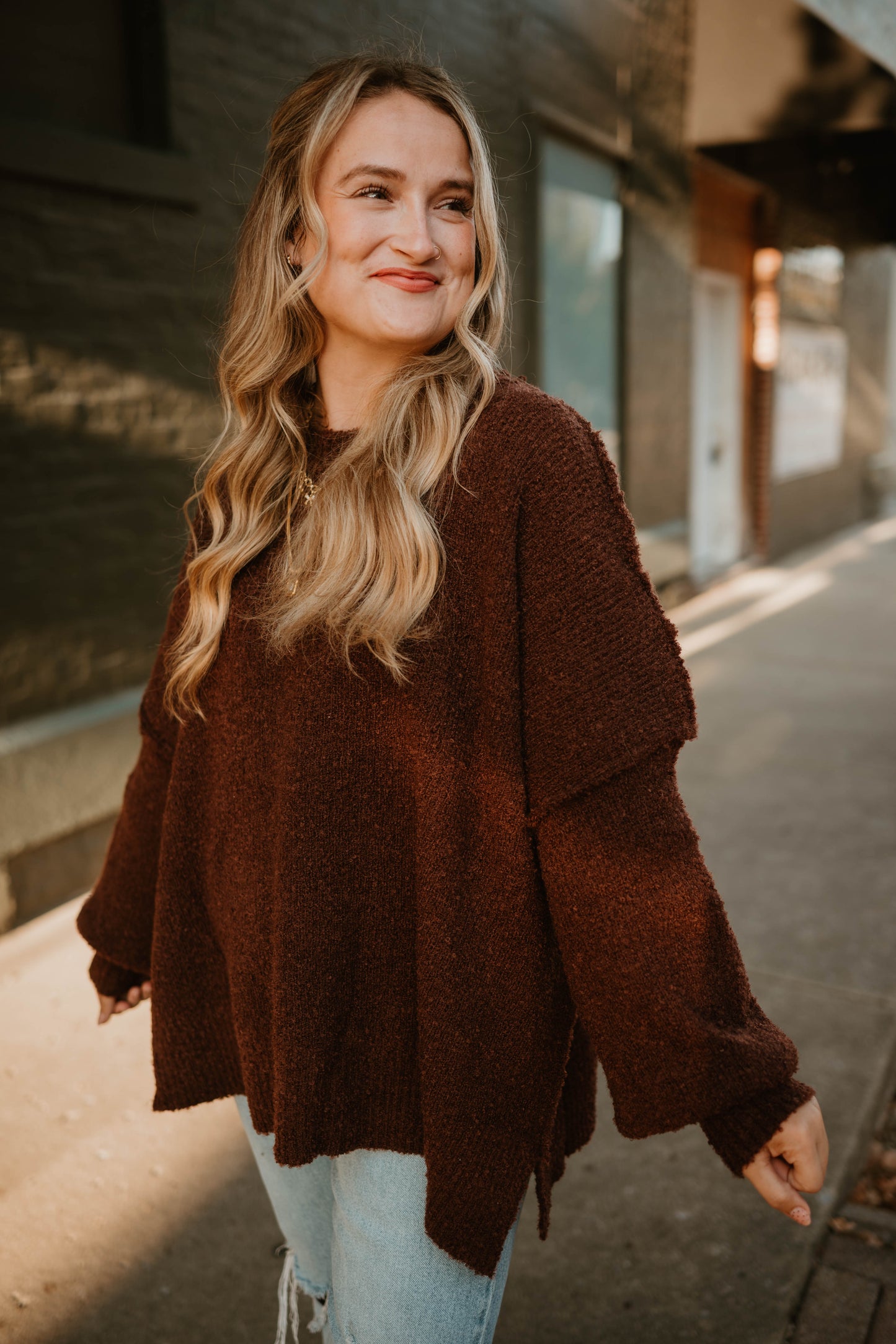 CHOCOLATE KNIT OVER-SIZED SWEATER