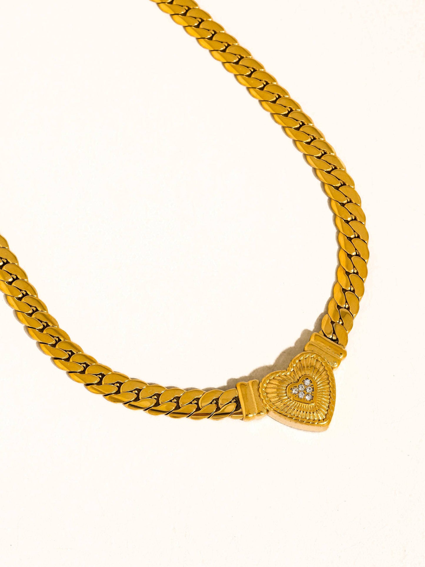 NON TARNISH HEART BRAIDED NECKLACE