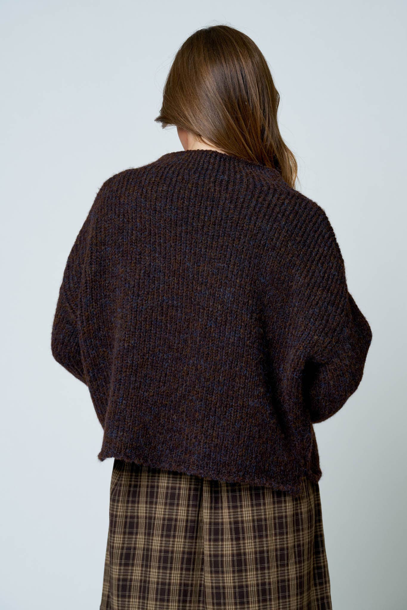 BROWN MOCK NECK KNIT SWEATER