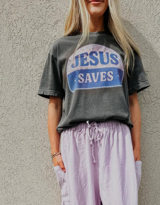 RETRO JESUS SAVES GRAPHIC TEE