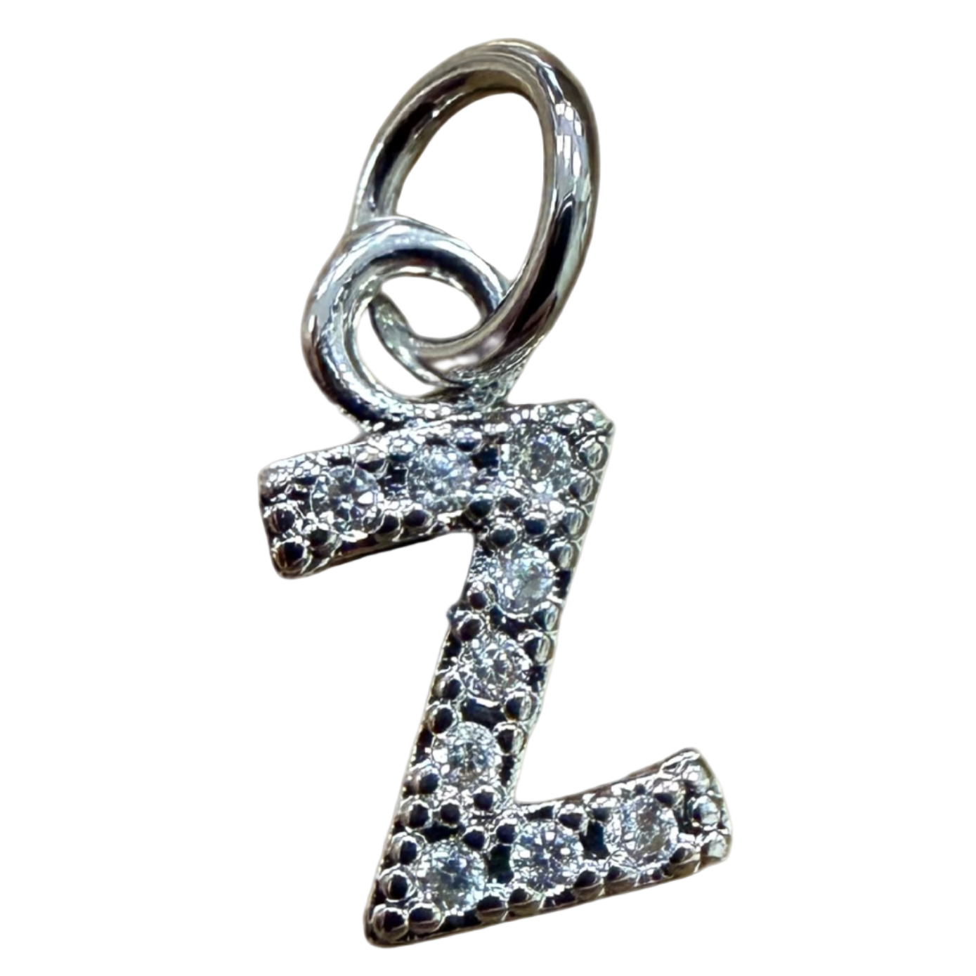 SMALL DIAMOND SILVER INITIAL CHARM
