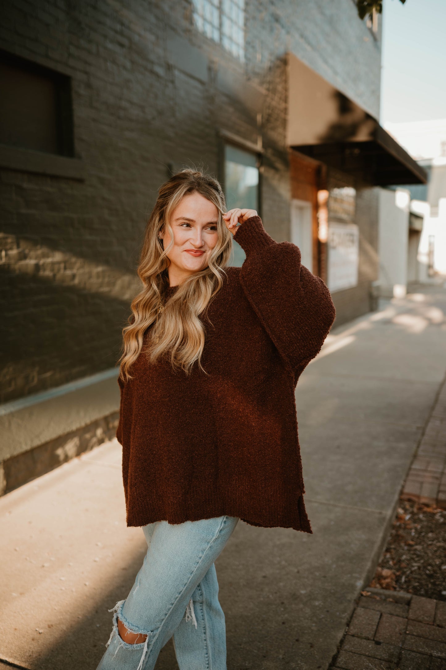 CHOCOLATE KNIT OVER-SIZED SWEATER