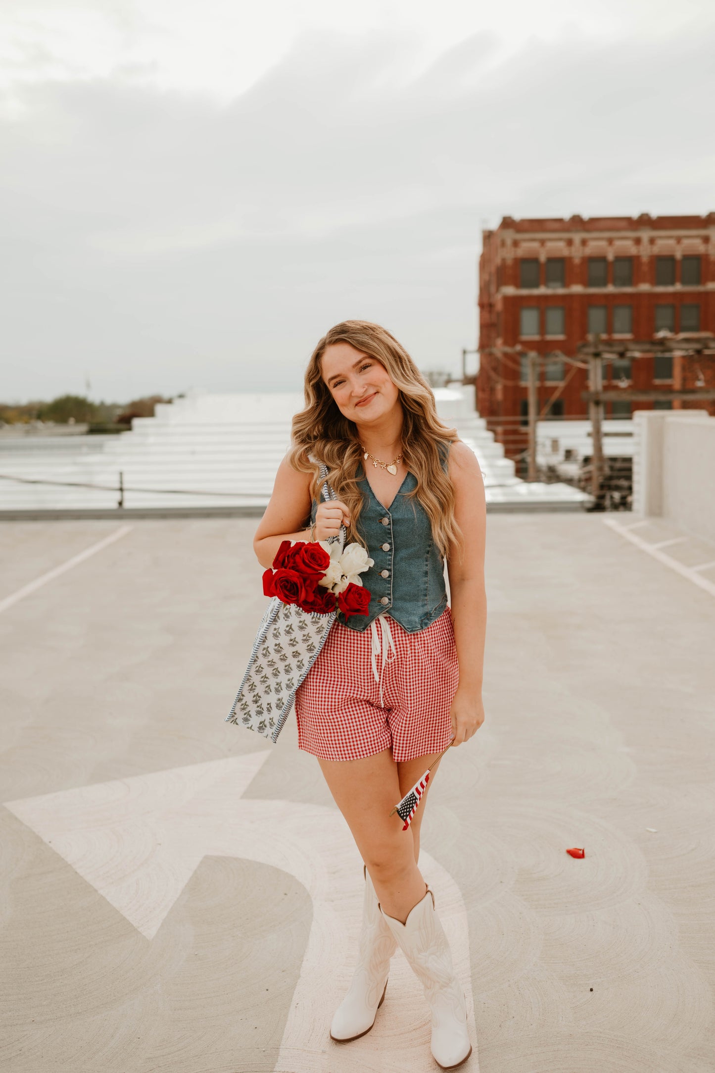 RED + CREAM CHECKERED SHORTS