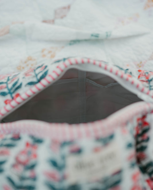 PINK + BLUE FLORAL MAKEUP BAG