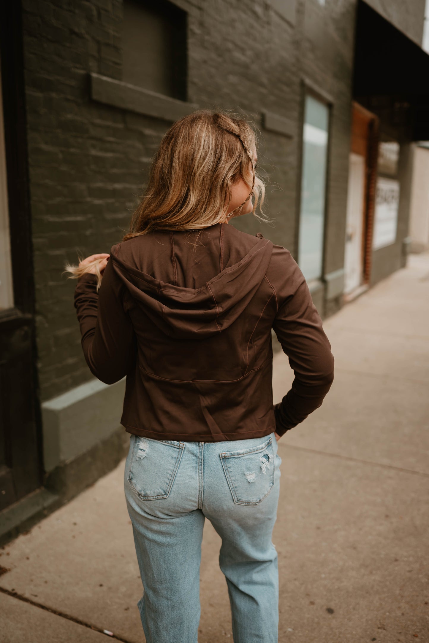 CHOCOLATE CROPPED ATHLETIC JACKET