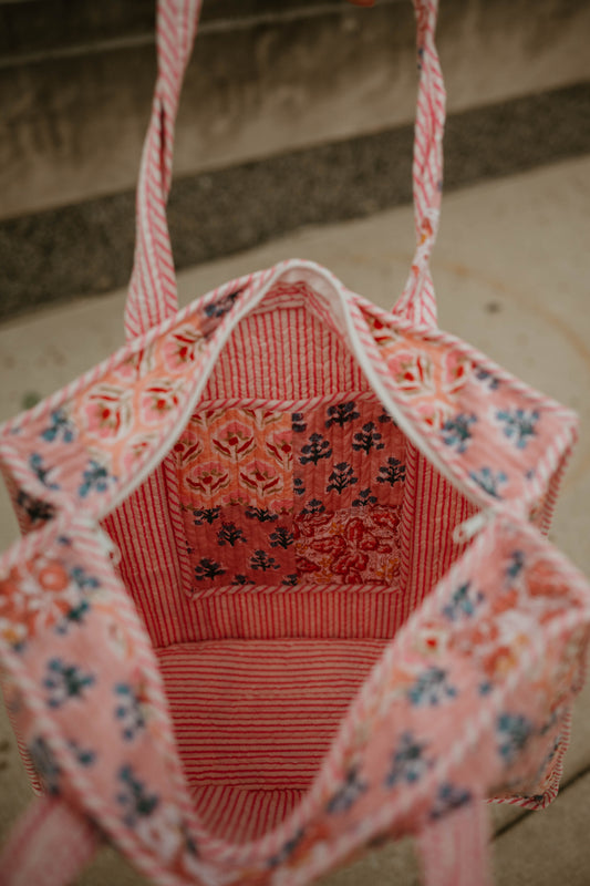 PINK PATCH QUILTED TOTE BAG