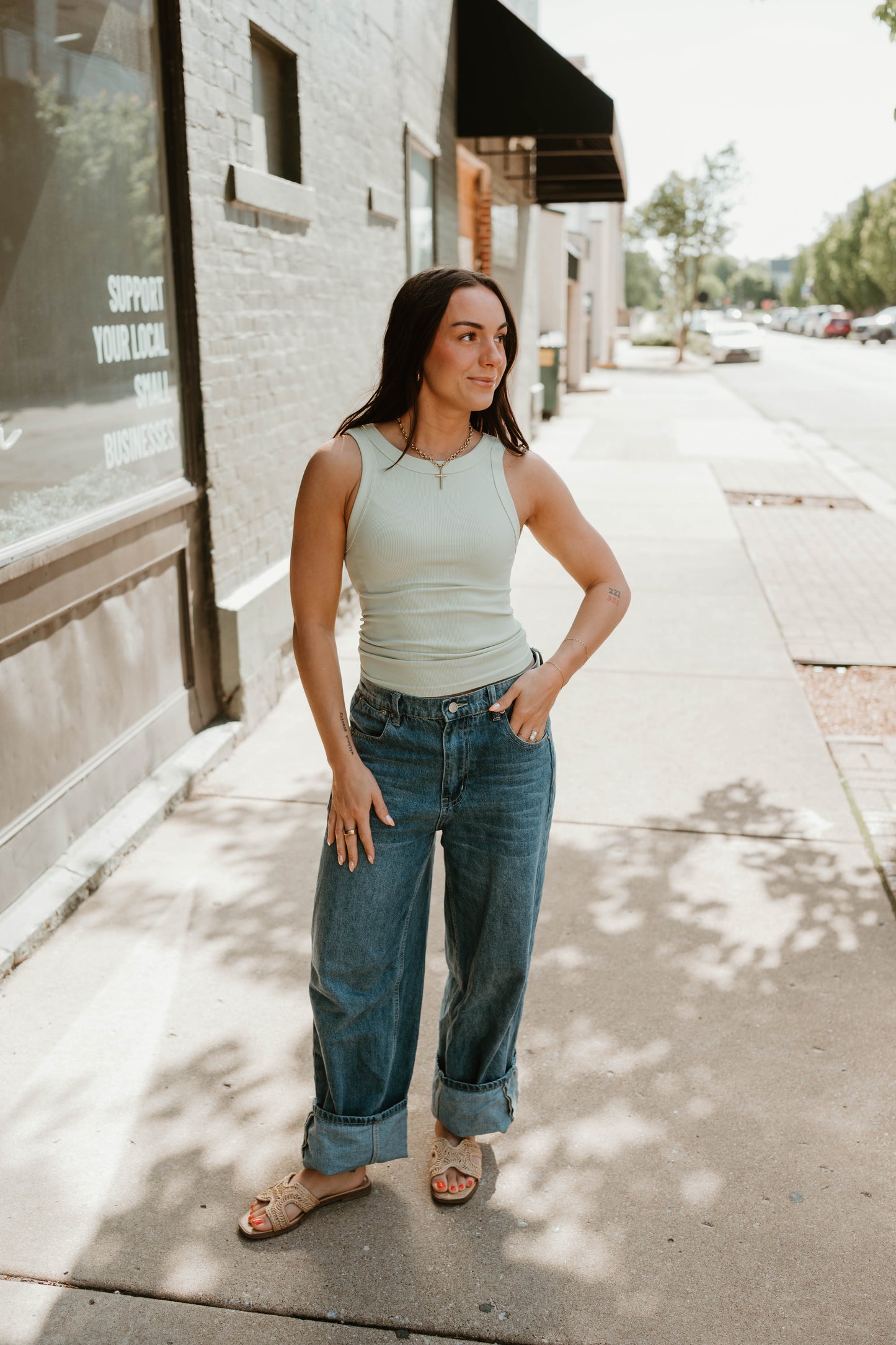 PISTACHIO REVERSIBLE RIBBED KNIT TANK