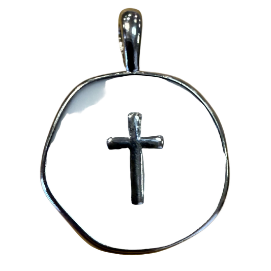 ROUND CROSS SILVER CHARM