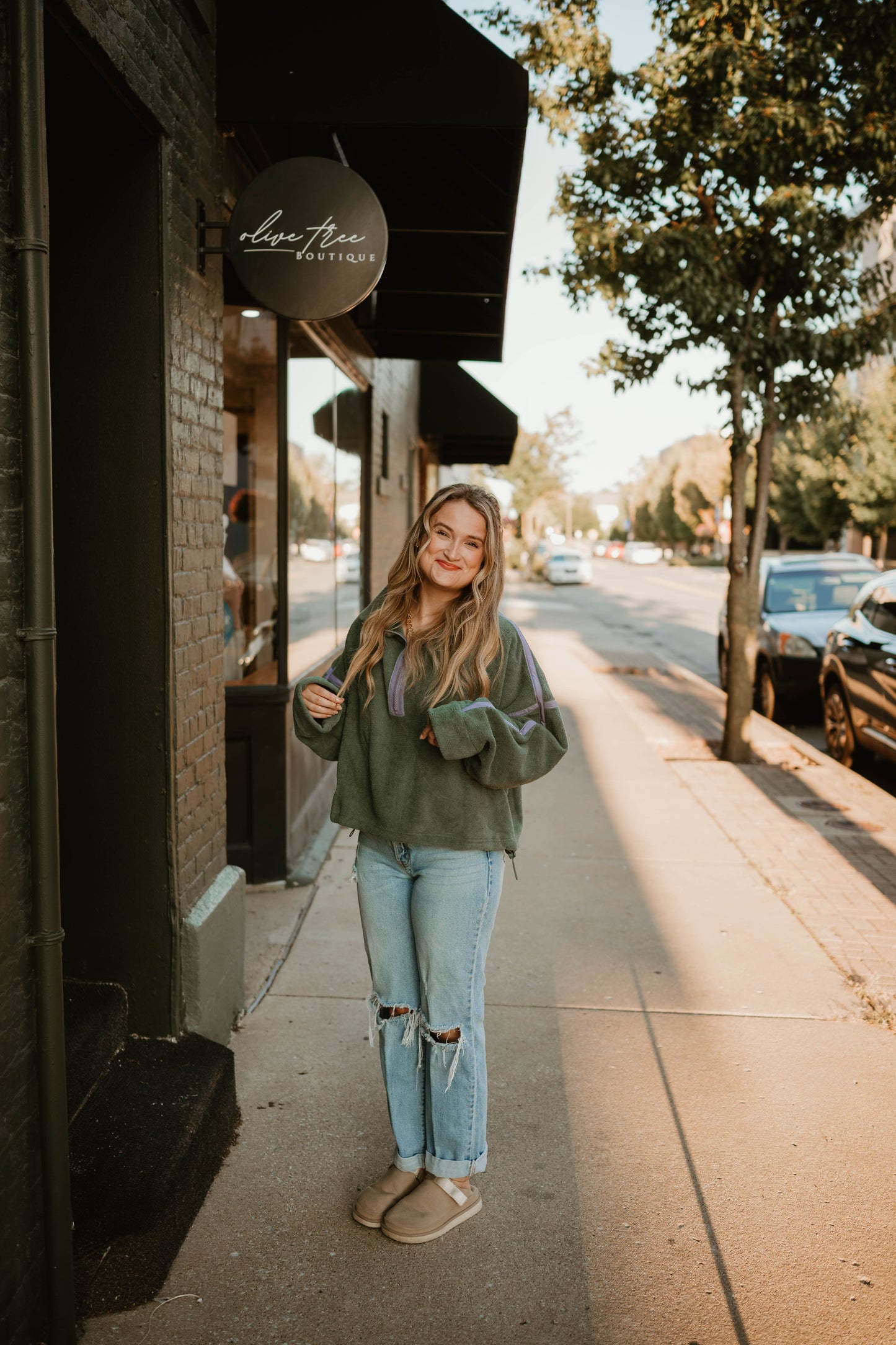 GREEN + LAVENDER TRIM HALF ZIP