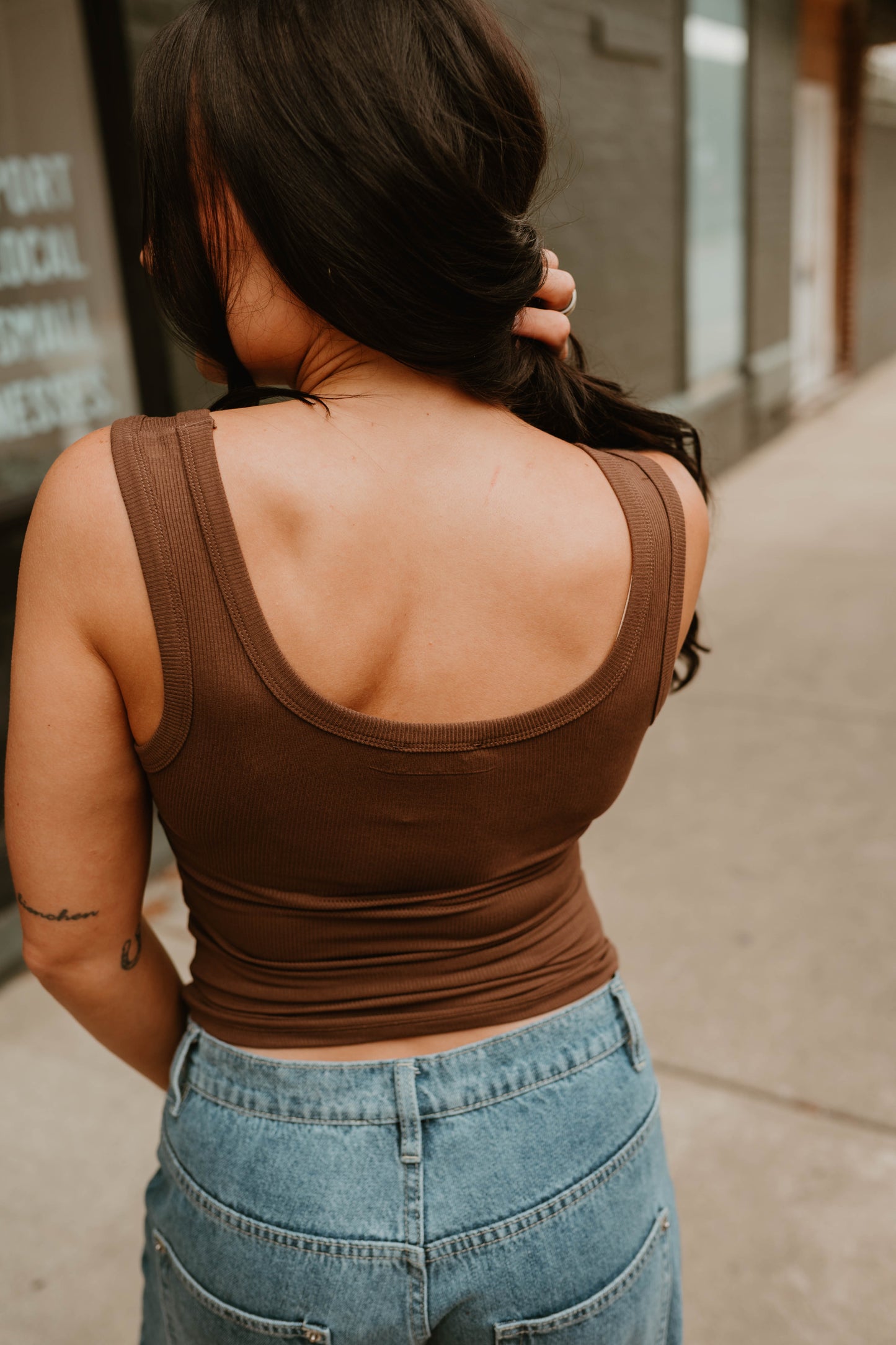BROWN STUD KNIT TANK