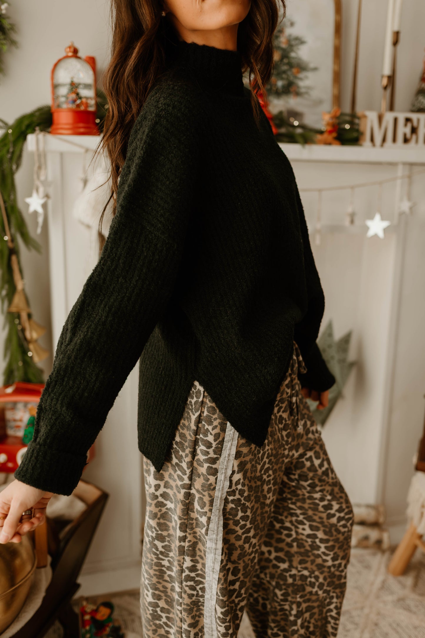 MOCK NECK OVERSIZED SWEATER TOP