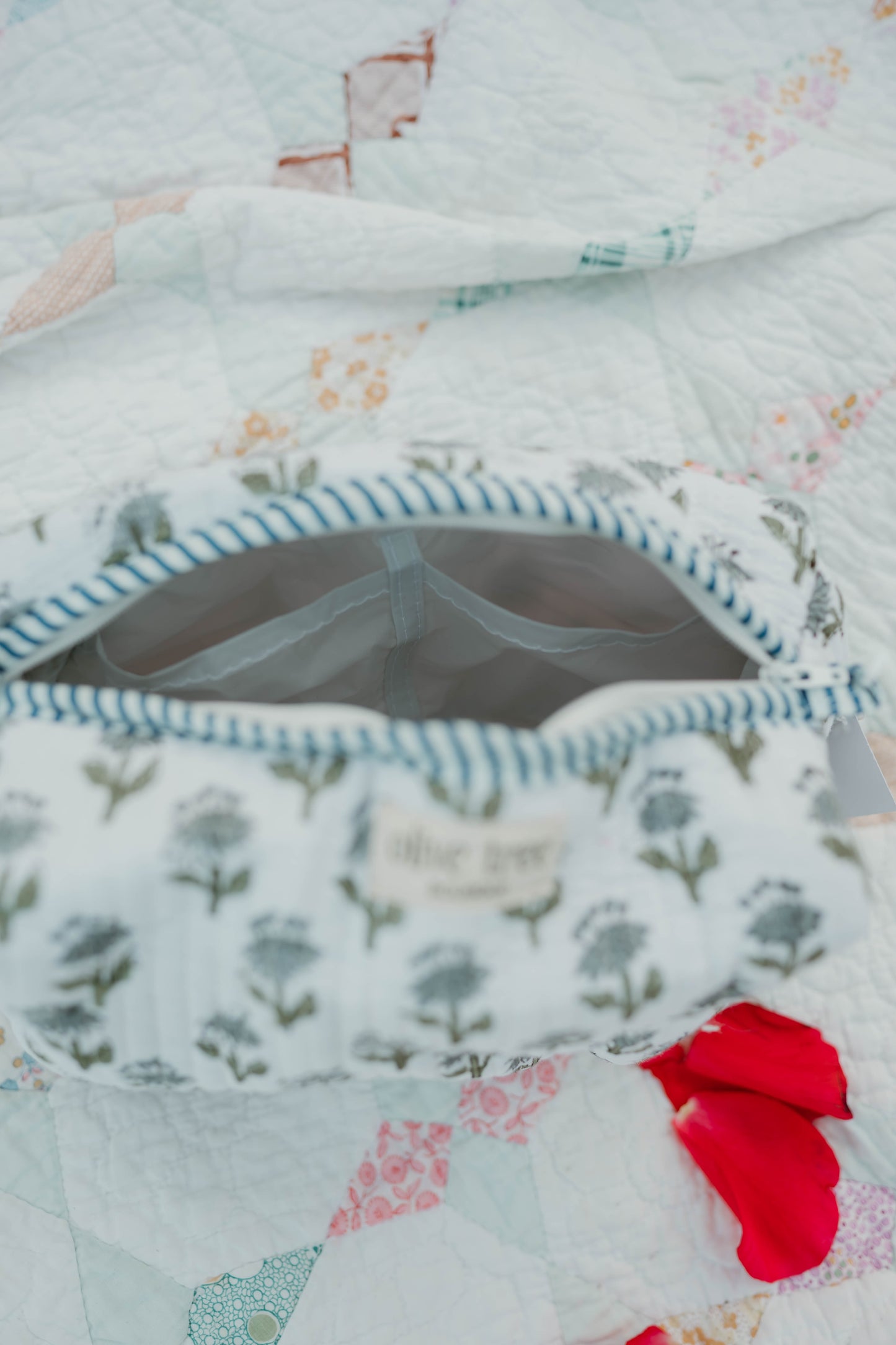 BLUE + GREEN FLORAL MAKEUP BAG