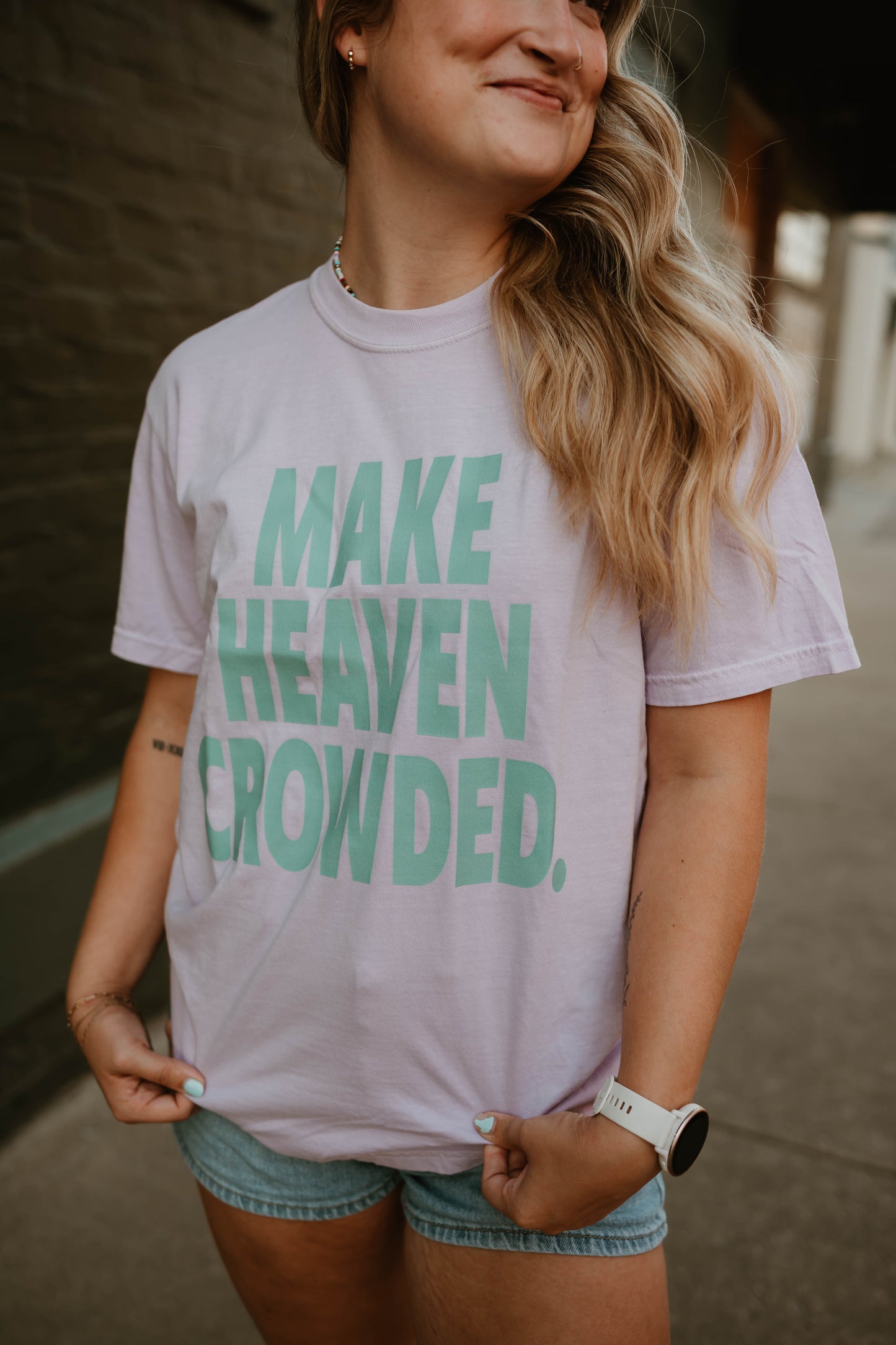 PURPLE MAKE HEAVEN CROWDED TEE
