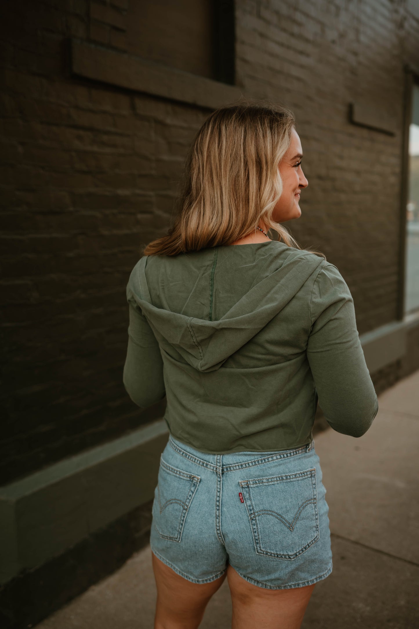 CROPPED OLIVE ZIP UP JACKET