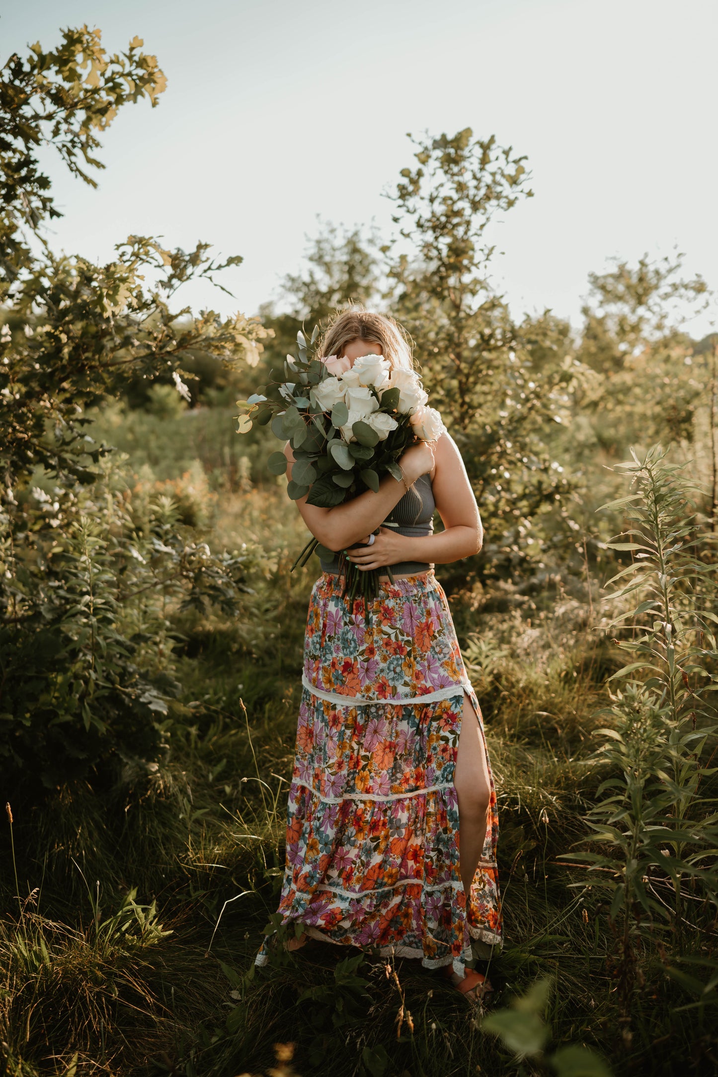 FLORAL LACE TIERED MAXI SKIRT