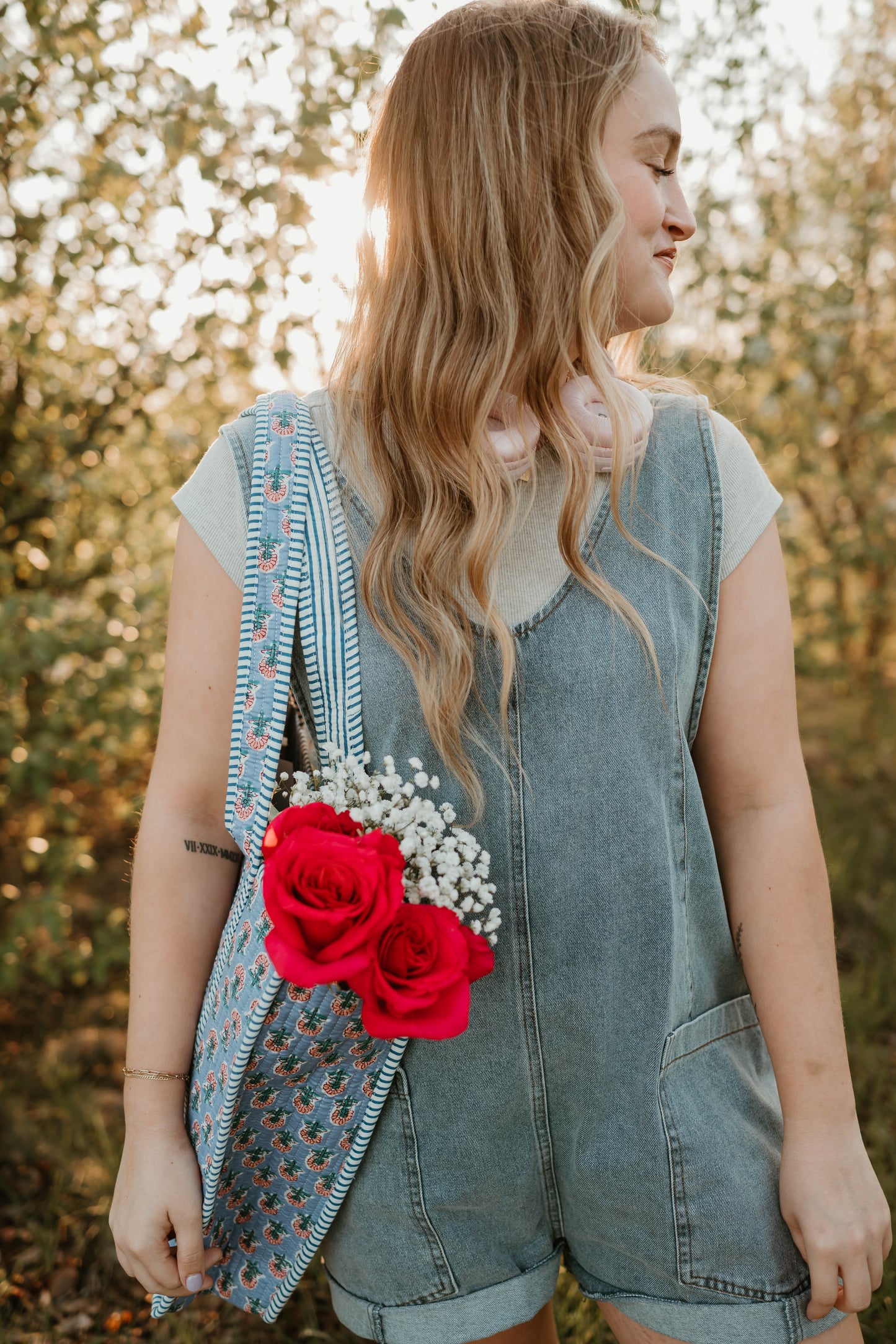 PINK + BLUE FLORAL TOTE