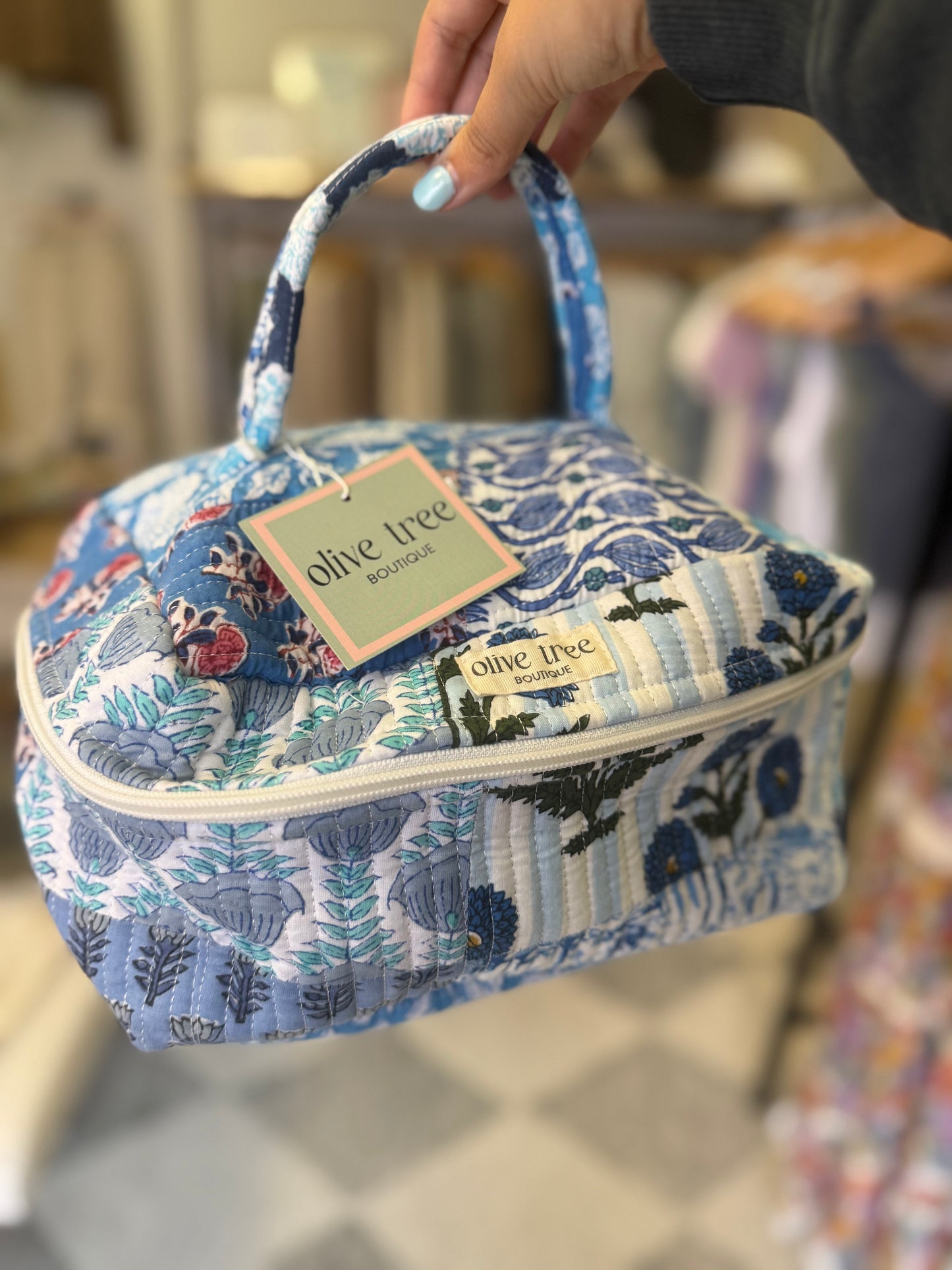 BLUE PATCH MAKEUP BAG