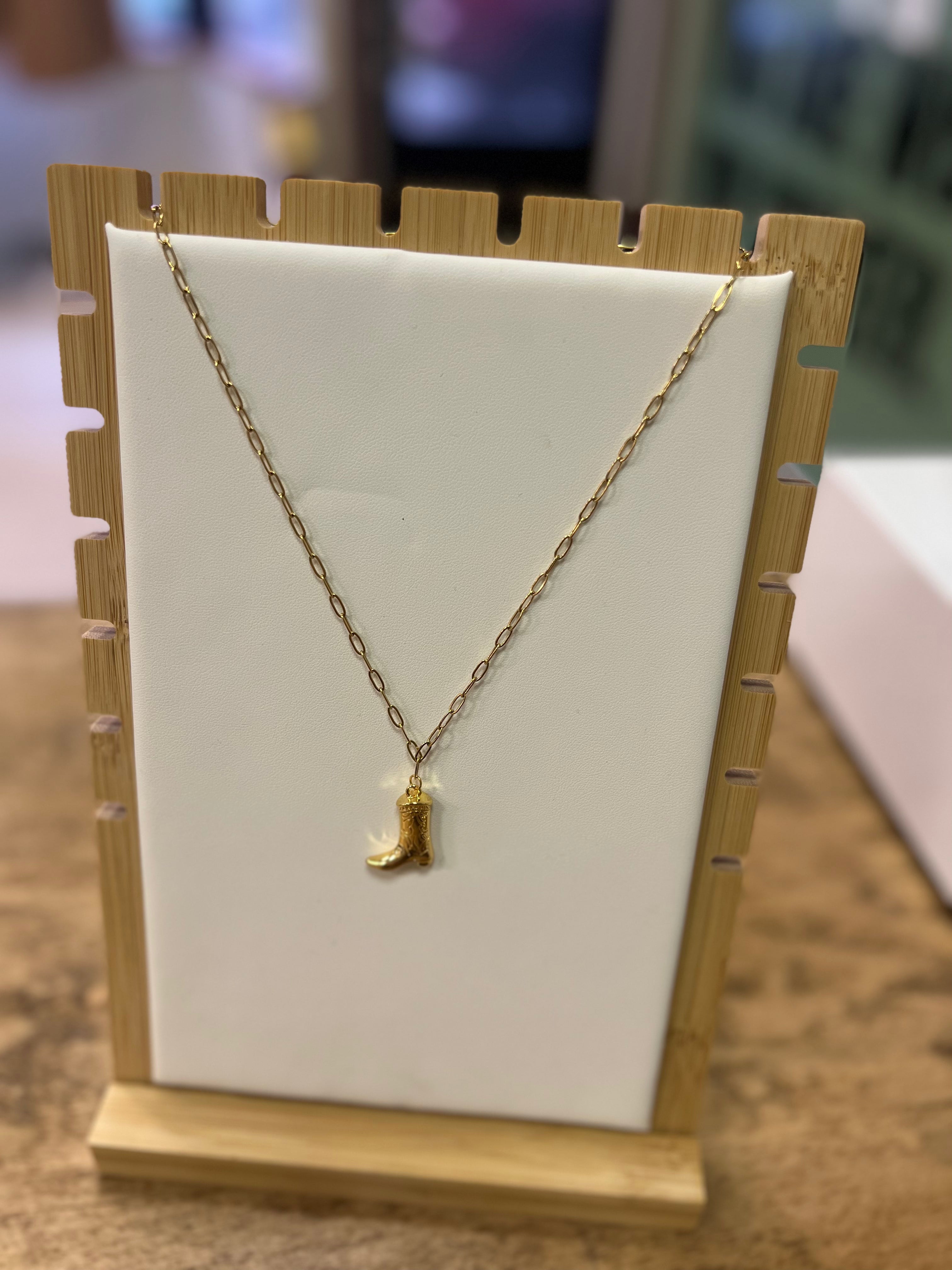 Cowboy boot necklace deals