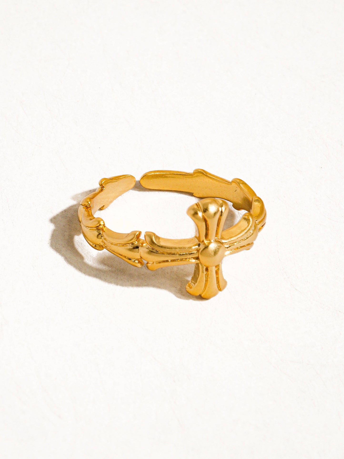 GOLD VINTAGE ADJUSTABLE CROSS RING