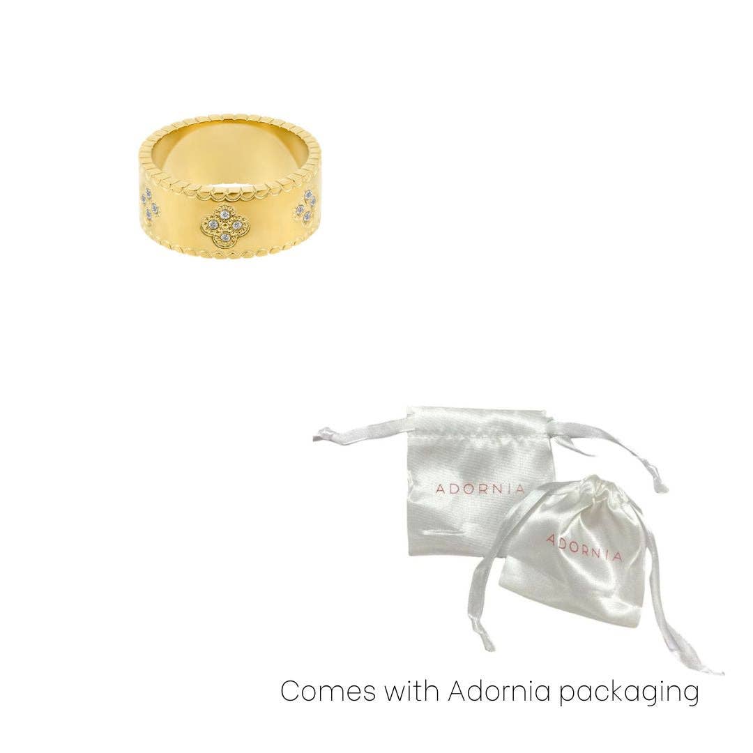 TARNISH RESISTANT GOLD PLATES CLOVER BAND