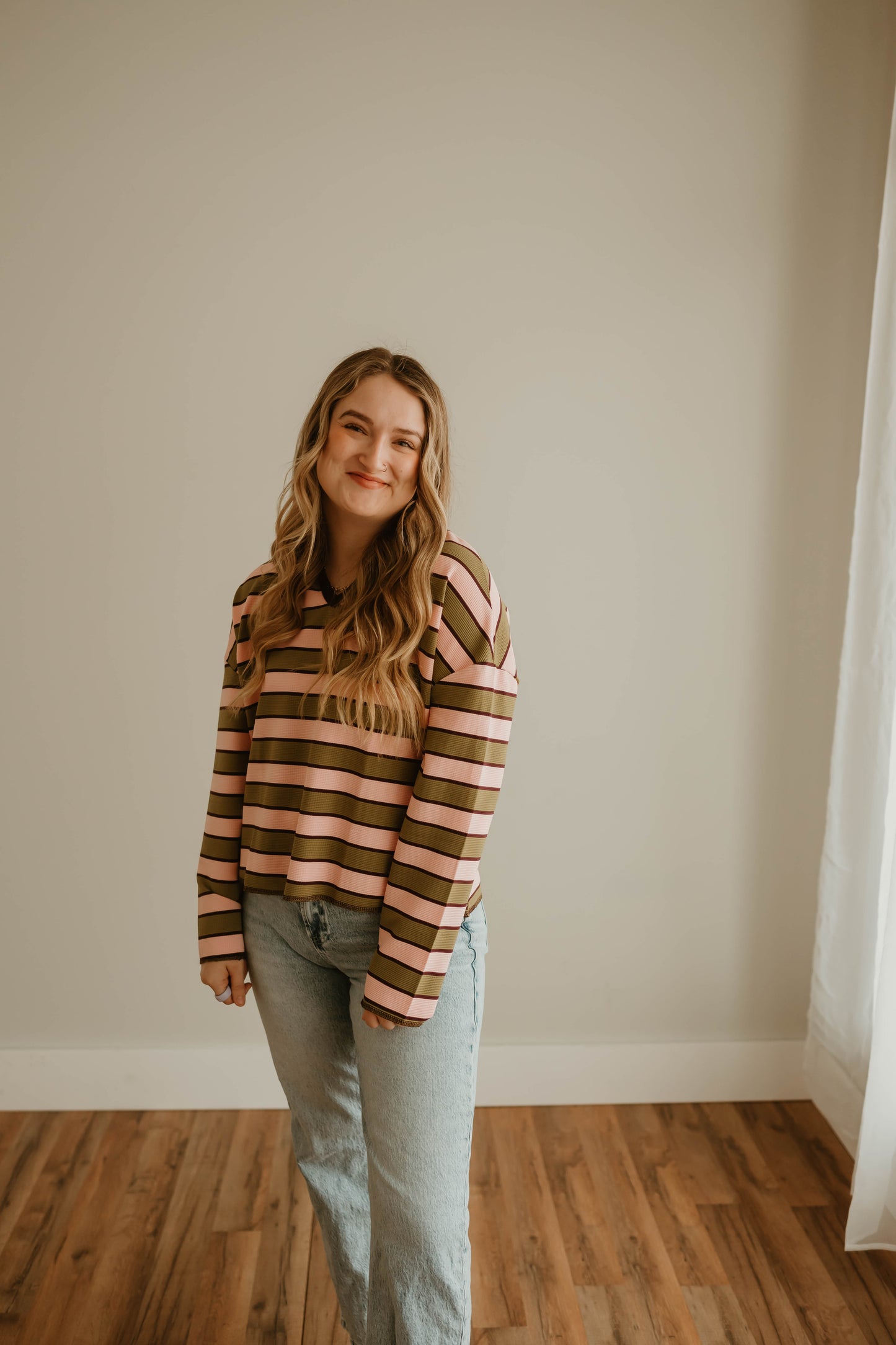 PINK + GREEN STRIPED LONG SLEEVE