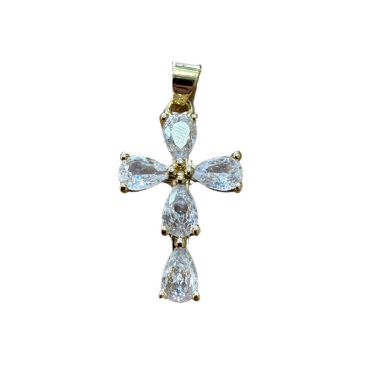 GOLD DIAMOND DROP CROSS CHARM