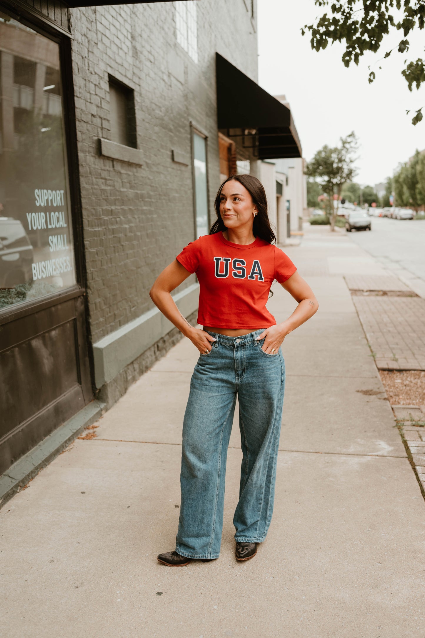 RED USA SHORT SLEEVE BABY TEE