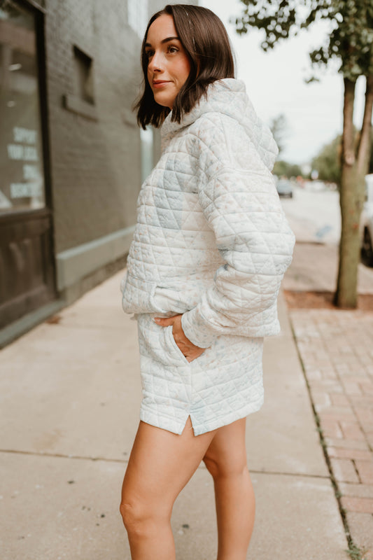 BLUE MULTI QUILTED HOODIE