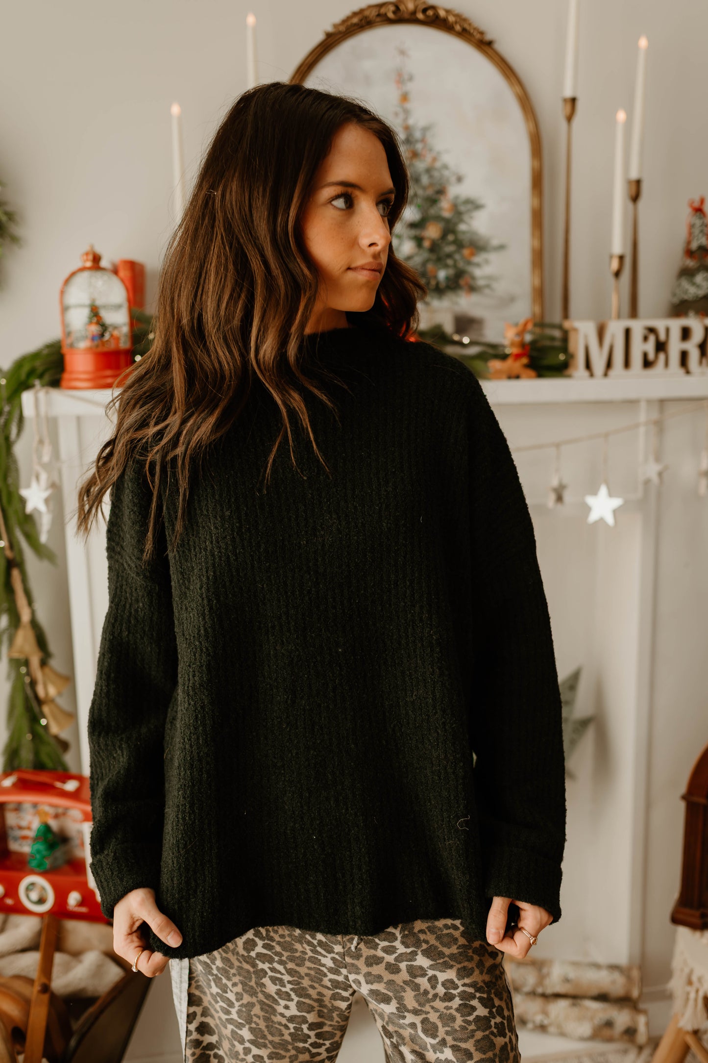 MOCK NECK OVERSIZED SWEATER TOP